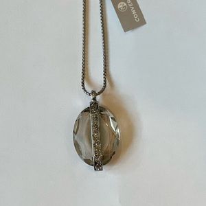 Chicos Adjustable Length Silver Long Pendant Necklace